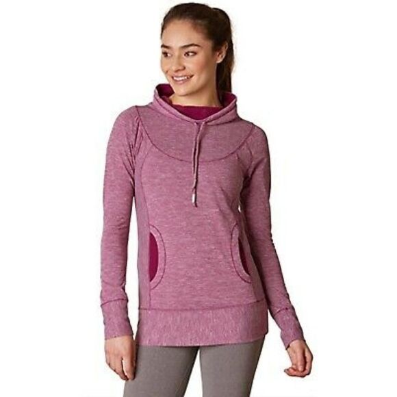Prana Ember Performance Knit Cowl Neck Pullover Top Heathered Grapevine Small.A - Picture 1 of 7